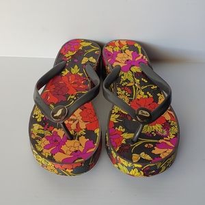 Sakroots Floral Wedge Platform Sandals Flip flops sz 5